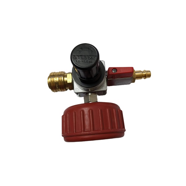 Pressure reducer 0.1 bar - 3 bar with ball valve, G 1/4" pressure regulator for compressed air