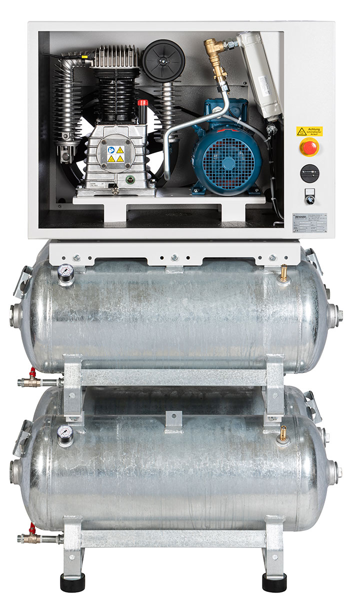 RIKO 700/4x90 S - 960/4x90 S Industrial Compressor 4.0-5.5 kW soundproofed, 10 bar, 4x90 l