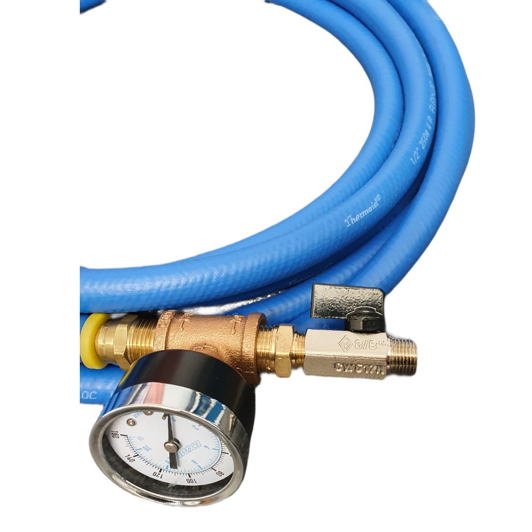 20 ft. x 1/2" Compressed Air Hose with Model 900733 Swivel Fittings installed